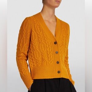 Vince mustard yellow cable knit cardigan